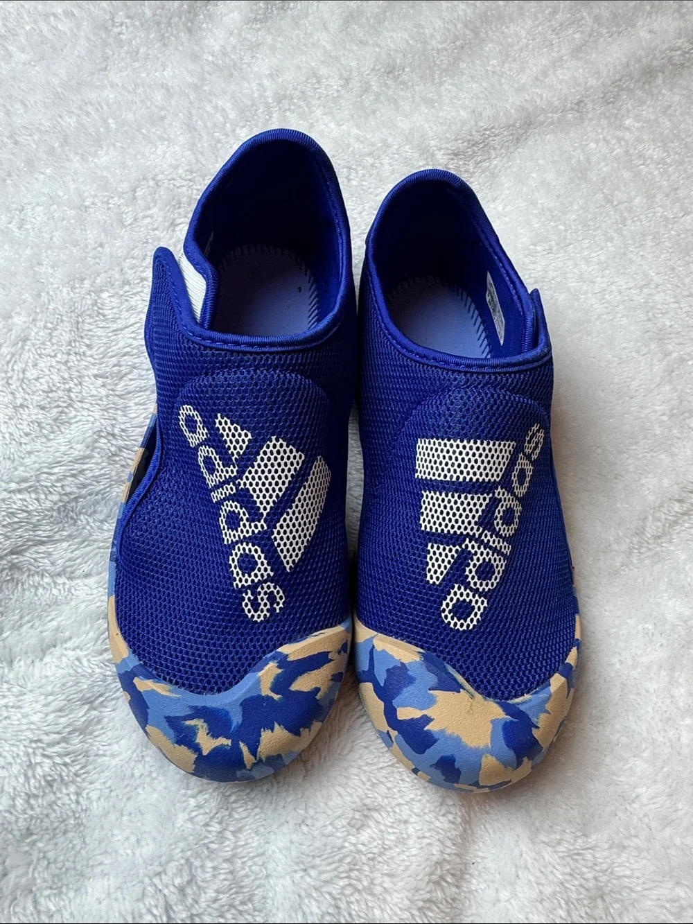 adidas Kids Royal Blue Slip-On Water Shoes with Camouflage Toe